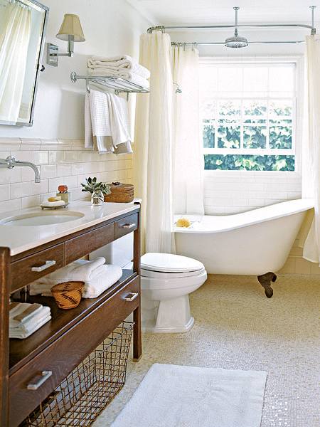 Cottage Bathroom Ideas With White Tub And Rustic Bowl Sink Beadboard