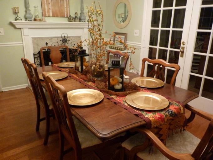 Dining room: Avondale (Macy's) table & bench with fabric chairs from Target